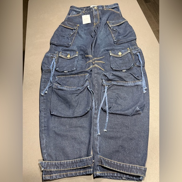 The Attico Fern Dark Blue Denim Long Pants Size 27 - Picture 5 of 13